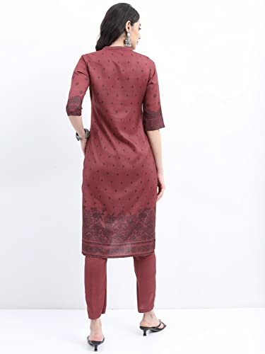 KETCH Women Polyester Regular Fit Printed Threeforth Sleeve Ethnic Kurta Pant Set
