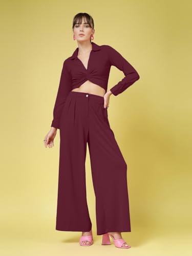 Oomph! WomenS Stretchable Lycra Top And Trouser Pant Set |Two Piece Co-Ord Set | Wester Wear Regular Fit | Stylish Multipurpose