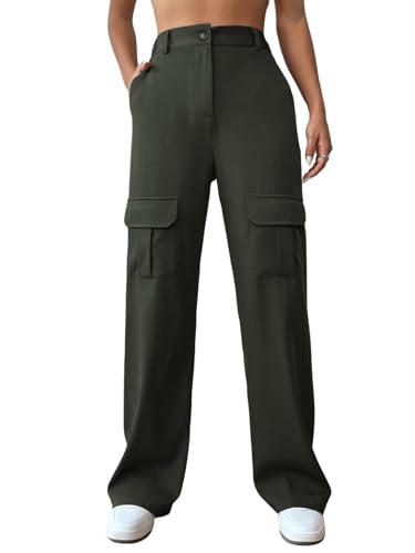 Leriya Fashion Women Cargo Pant | Woman Trousers | Womens HIGH-Waisted Pant | Women Trousers Pants Green