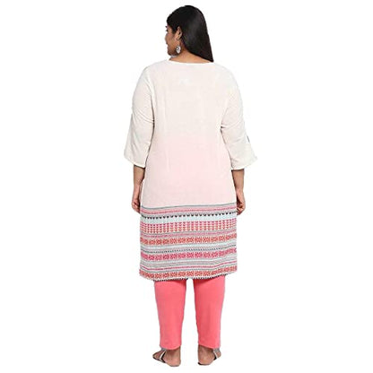 Aurelia Round Neck Cotton Womens Knee Length Kurta (S21AUA11860-P)