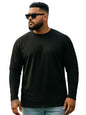 Veirdo Mens Cotton Oversized Fit Drop Shoulder Solid Core Plus Size Full Sleeve T-Shirt Blac