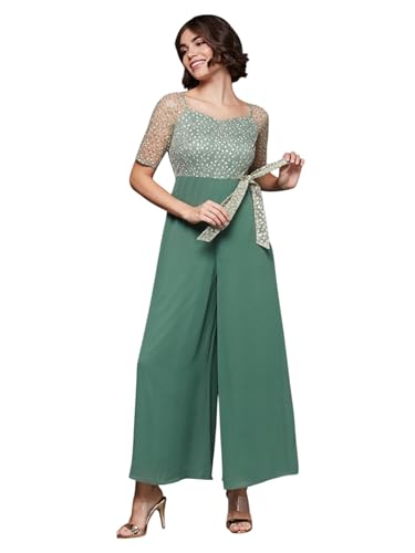Miss Chase WomenS Square Neck Embroidered Regular Jumpsuit (Mcss25D93-84-159-03, Light Green, S)