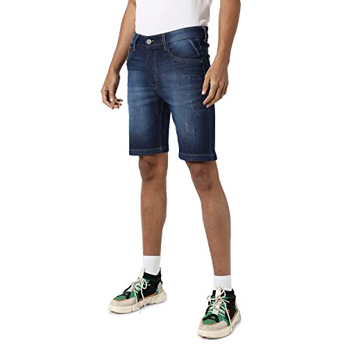 Campus Sutra Mens Boyfriend Shorts (SSCS23JN_SHORT53_M_PLN_NBU_Blue