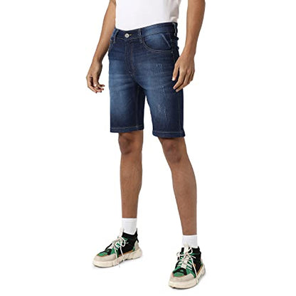 Campus Sutra Mens Boyfriend Shorts (SSCS23JN_SHORT53_M_PLN_NBU_Blue