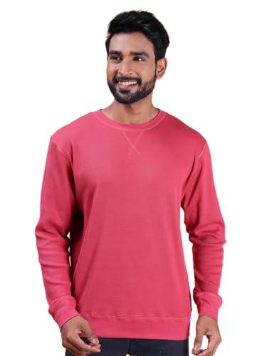 Colors Waffle Texture Full Sleeve T-Shirt for Men - 100% Cotton, Ribbed Crew Neck, Breathable Fabric, Enhanced Texture, Super St