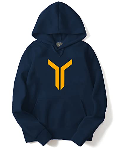 ADRO Men's Cotton Neck Hooded Sweatshirt (H22-M-LNN-NB_Navy_XL)