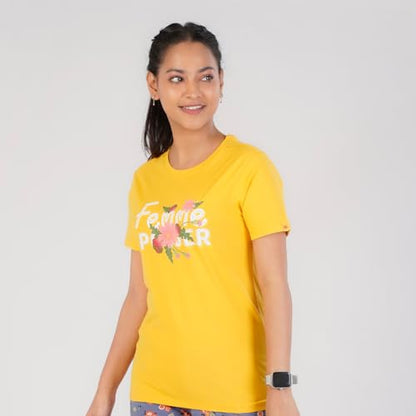 Rupa Colors Playsure Printed Cotton Blended Round Neck Womens T-Shirt, Short-Sleeve, Pack of 1