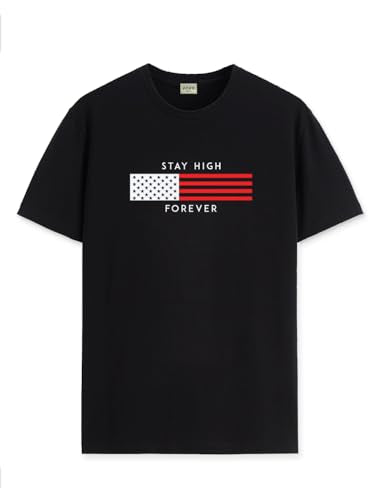 ADRO Mens Flag Printed Cotton T-Shirt_RN24-L2-FLAG-BL-XL Black