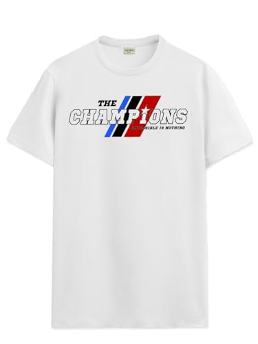 ADRO Men's Graphic Printed 100% Cotton T-Shirt - Regular Fit, Printed T-Shirts for Men (RN24-CMP-WH_White_XL)