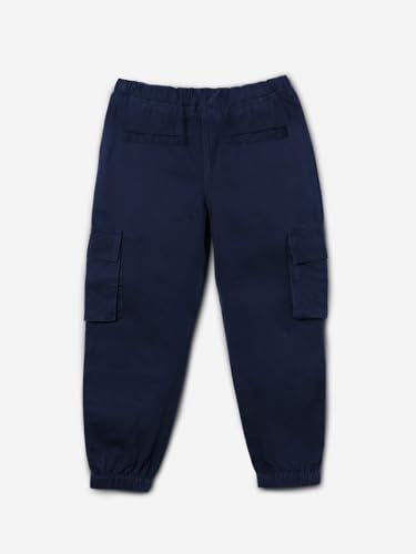 The Souled Store Solids: Estate Blue Boys Drawstringed Cotton Cargo Joggers