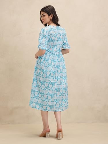 Leriya Fashion WomenS Rayon Casual Below The Knee Western Dress (Lf-Wd1193-01_Blue