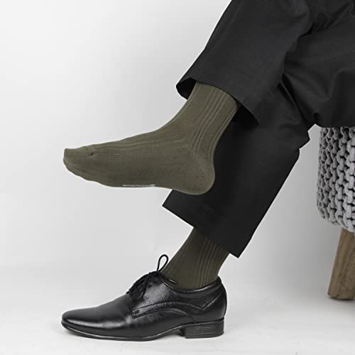 Bonjour MenS Cosmic Ribbed Formal Full Length Business/Office Premium Cotton Socks Giftbox- Cream