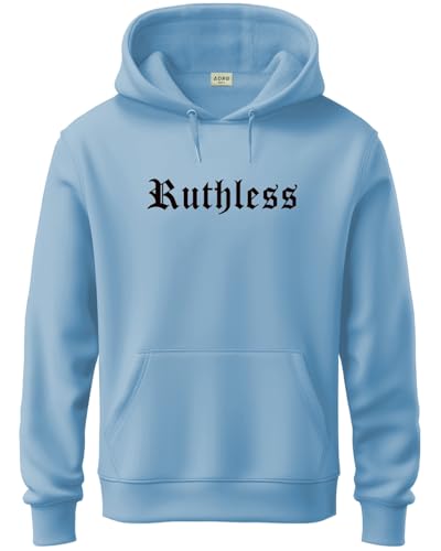 ADRO Men's Cotton Neck Hooded Sweatshirt (H24-RUTH-SK_Sky Blue