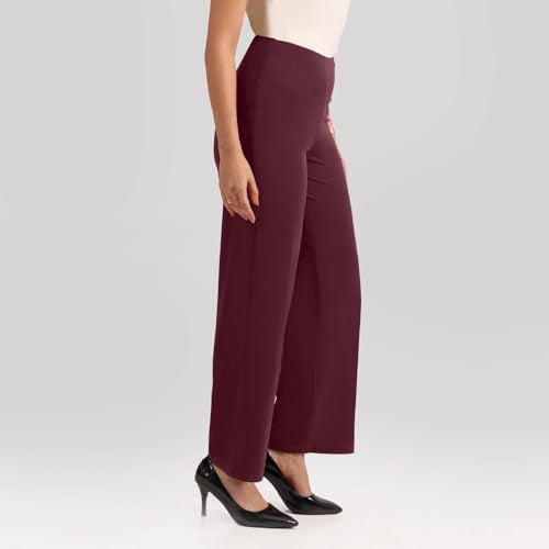 BlissClub Ultimate Flare Pants Lite for Women Above 55 ft Tall | High Waist Trousers and Formal Pants for Office wear | Comfort