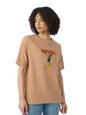 The Souled Store Textured T-Shirt: Looney Tunes Women and Girls Short Sleeves Round Neck Brown Embroidered Cotton Oversized T-Sh