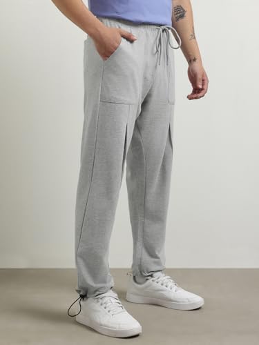 Nobero MenS Relaxed Sweatpants (1M-Bwjg-R0107_Grey Melange