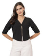 Style Quotient Women Black Solid Knit Shrug