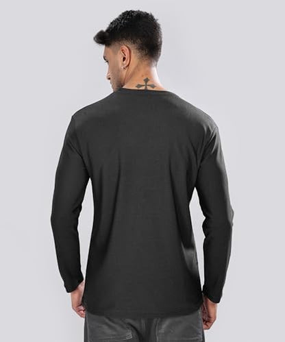 SHODOX Mens Polyblend Regular Fit Long Sleeve Solid Round Neck T-Shirts for Men (Pack of 1)