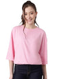 KOTTY Womens Cotton Blend Solid Oversized T-Shirts
