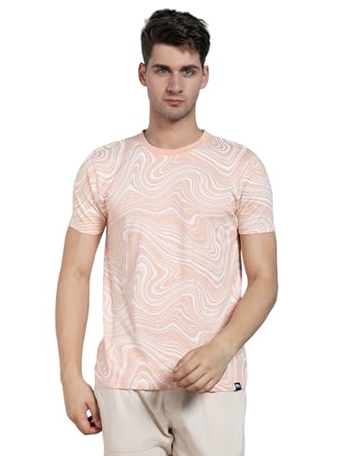 Dennis Lingo MenS | Peach | Printed | Round Neck | Half Sleeve | Regular Fit | T-Casual Shirt