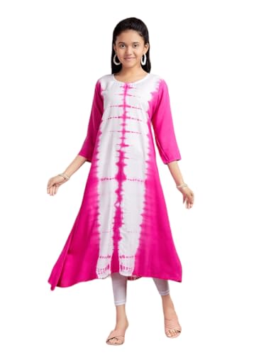 Aarika Girls Casual Wear Pink Colour Tie Dye Print Rayon Kurti
