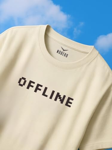 Nobero MenS Solid Oversized Fit T-Shirt (1M-Twrt-C0910-Og_Sand