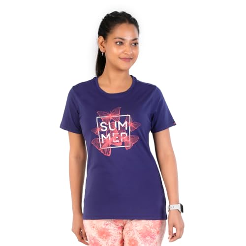 Rupa Colors Playsure Printed Cotton Blended Round Neck Womens T-Shirt, Short-Sleeve, Pack of 1