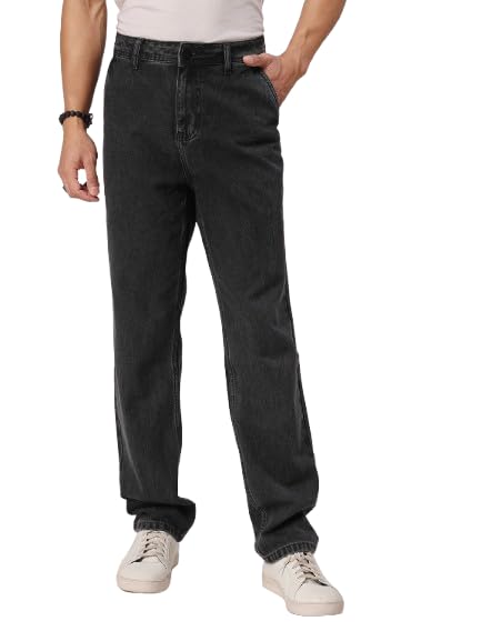 Style Quotient Men Black Relaxed Fit High Rise Cotton Jeans