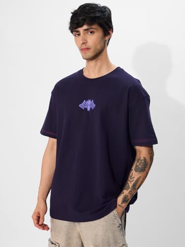 The Souled Store Official Marvel: Venom Symbiote Oversized T-Shirt For Men Boys Cotton Casual Half Sleeves Baggy Loose Fit Drop