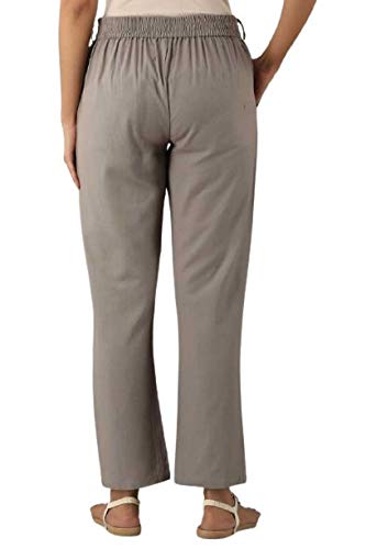 Digital Shopee Regular Fit Women S Pure Cotton Trousers Pants For Everyday Use, College Wear, Office, Casual Wear, Grey, Xxl