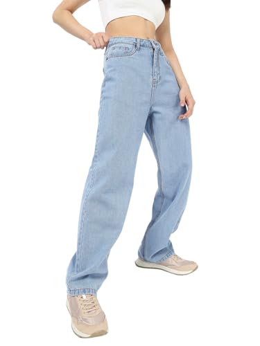 Bewakoof WomenS Washed Straight Fit Pure Cotton Jeans_662170_Blue_26