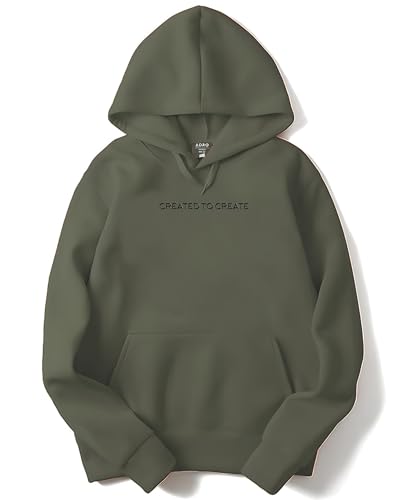 ADRO Mens Printed Hoodies in Premium Cotton Fleece 340 GSM (H23-M-CRE-OL_Olive_XL)