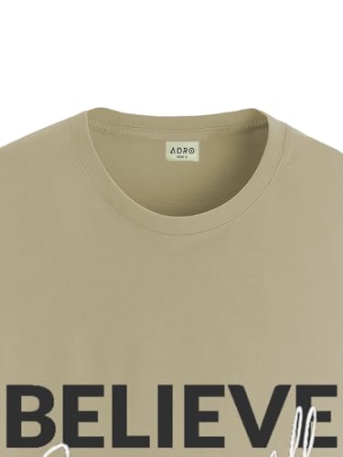 ADRO Men's Solid Regular Fit T-Shirt (RN24-INV-BE_Beige