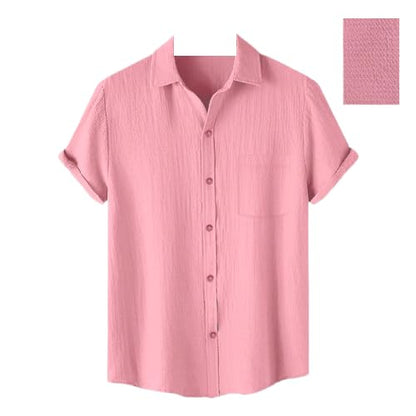 Pinkmint Mens Solid Classic Fit Shirt Pink
