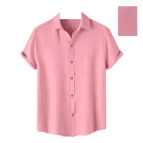 Pinkmint Mens Solid Classic Fit Shirt Pink