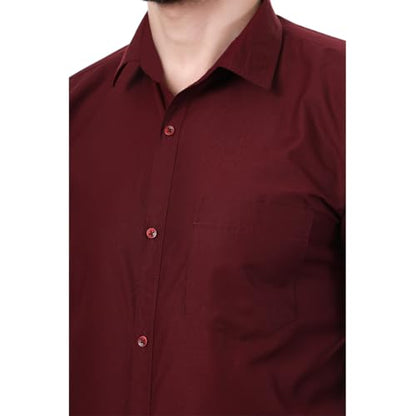 Xjarvis Austin MenS Cotton Blend Shirt |Slim Fit Formal Shirt With Pocket |Plain | Long Sleeve Spread Collar | Casual Wear Regu