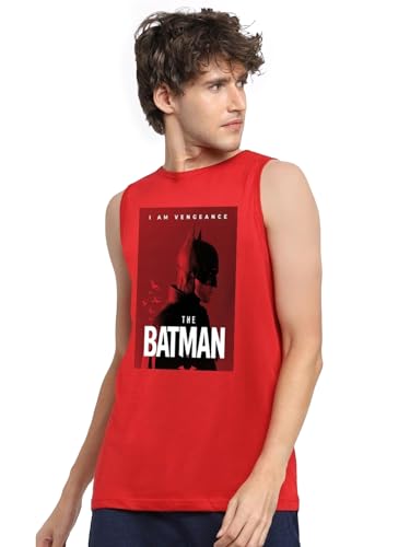 Bewakoof Official DC Comics Merchandise Mens Graphic Print Regular Fit Vest_519714_Red_M