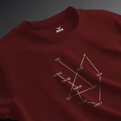 Nobero MenS Graphic Print Regular Fit T-Shirt (1M-Twts-C1030-Sa_The You Equation-Wine Red