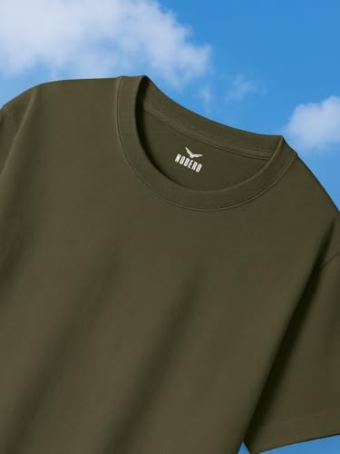 Nobero MenS Solid Oversized Fit T-Shirt (1M-Twts-R0039_Olive Green