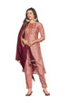Sanisa Women's Art Silk Embroidery Straight Kurta with Pant and Gota Lace Work Dupatta