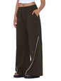 The Souled Store Baggy Joggers: Wander Away Women and Girls Pull On Brown Embroidered Baggy Fit Cotton Flared Joggers