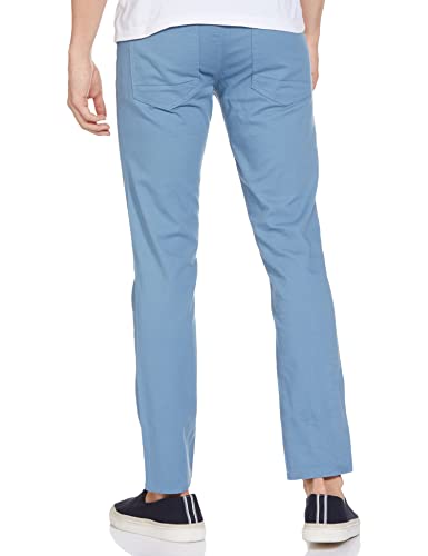 The Indian Garage Co Men Slim Fit Solid Mid-Rise Stretchable Chinos Steel Blue