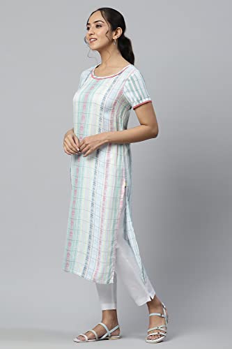 Grey Embroidered Round Neck Ethnic Kurta