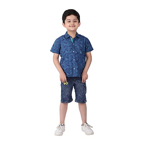 Fabindia Kids Cambric Printed Shirt Cotton_6-8Y Indigo