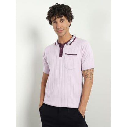 Nobero MenS Self Design Regular Fit Polo Shirt (1M-Twpo-R0026_Lavender Fog