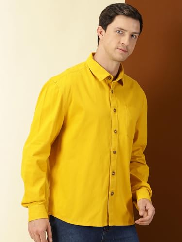 Thomas Scott Mens Classic 100% Cotton Casual Shirt Mustard