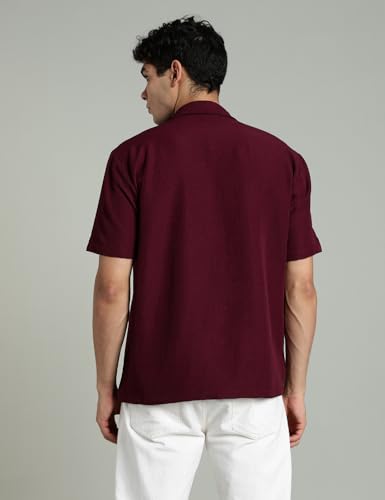 Fyltr MenS Solid Regular Fit Shirt (Fylss25Ms-1318_Pomegranate