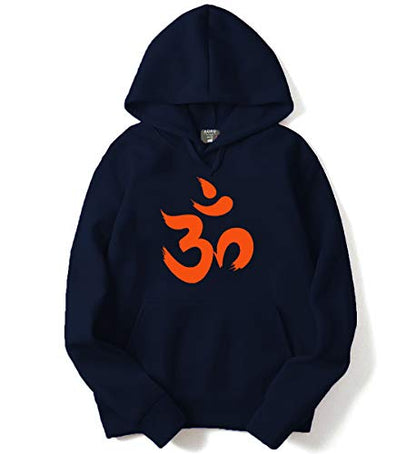ADRO OM Design Printed Cotton Hoodies/Sweatshirts for Men (H21-M-OUM-NB_Navy_XL)