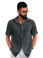 PinkMint Popcorn Shirt for Men ll Textured Shirts for Men ll Stylish Half Sleeve Shirt ll Goa Wear ll Regular Fit Shirt Grey