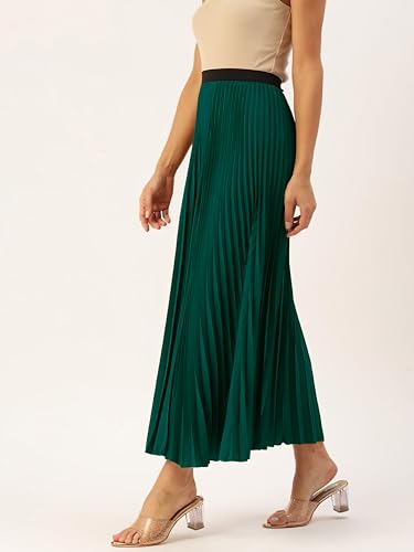Kzully Rayon Casual Skirt Green